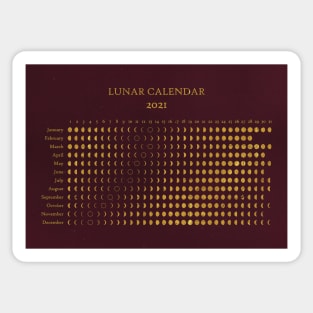 Lunar Calendar 2021 - Northern Hemisphere Sticker